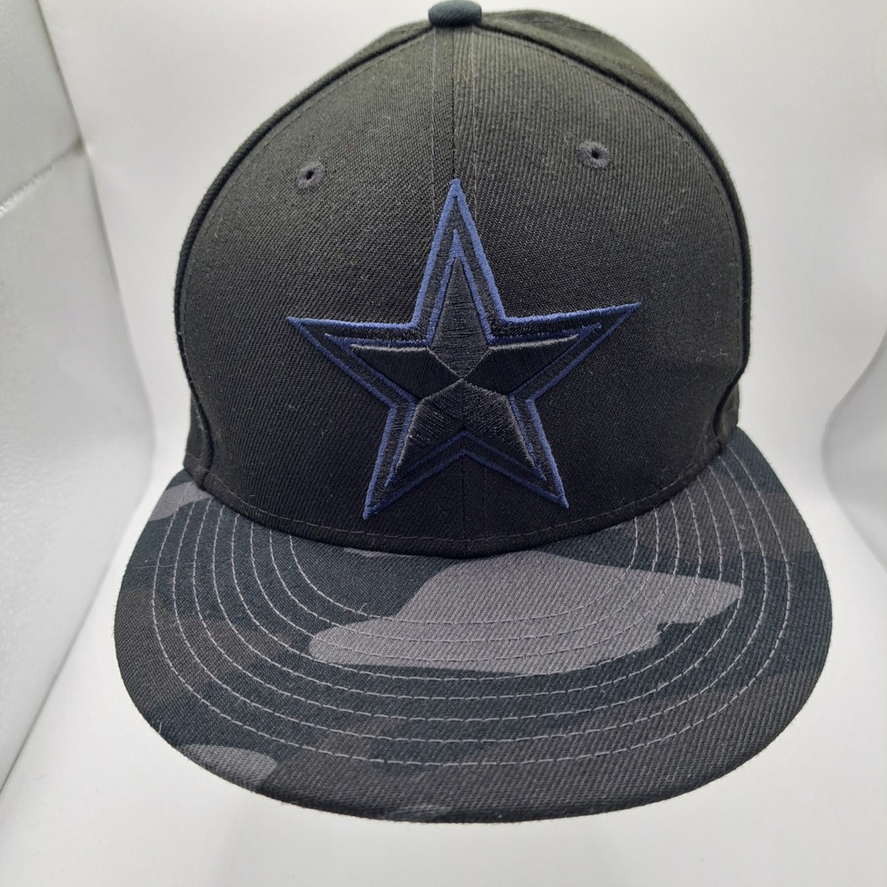 New Era Snapback Hat Mens OSFM Black Dallas Cowboys Camo Brim 9FIFTY Cap